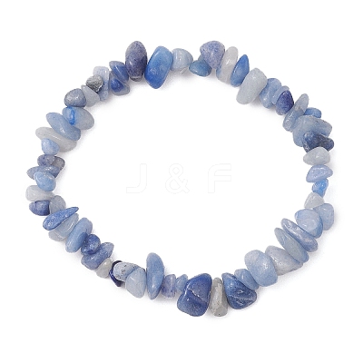 Dyed & Heated Natural Blue Aventurine Chip Beaded Stretch Bracelets for Men Women BJEW-JB12089-02-1