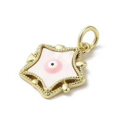 Evil Eye Enamel Shell Pendants KK-E092-26G-01-1