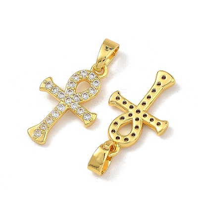 Easter Brass Micro Pave Clear Cubic Zirconia Pendants CU-L277-05G-1
