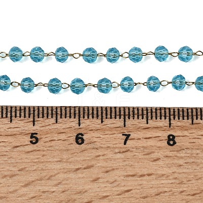 304 Stainless Steel with Glass Faceted Rondelle Bead Handmade Link Chain Birth Stone Necklaces for Women NJEW-G195-01G-10-1