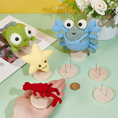 Wooden Crochet Doll Base Support Rack WOOD-WH0131-20B-1