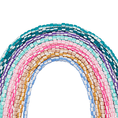 9 Strands 9 Colors Handmade Polymer Clay Beads Strands CLAY-NB0001-72-1