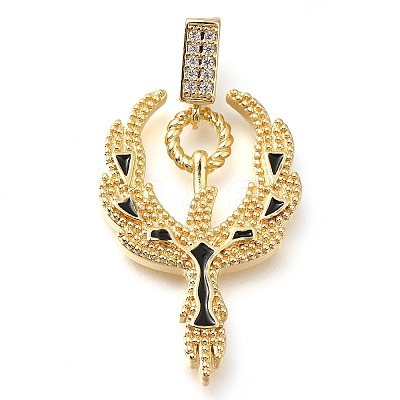 Brass Micro Pave Clear Cubic Zirconia Enamel Pendants KK-S049-29G-1