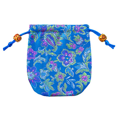 Chinese Style Flower Pattern Satin Jewelry Packing Pouches PW-WG42698-05-1