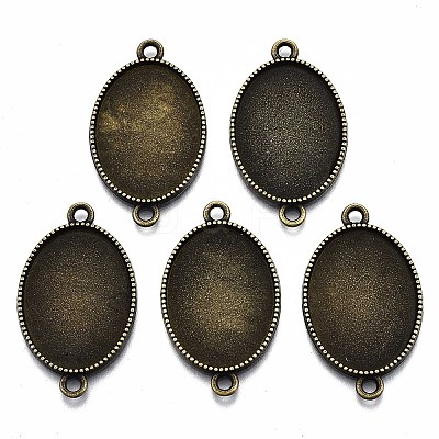 Tibetan Style Oval Alloy Cabochon Connector Settings X-TIBE-Q038-002B-AB-NR-1