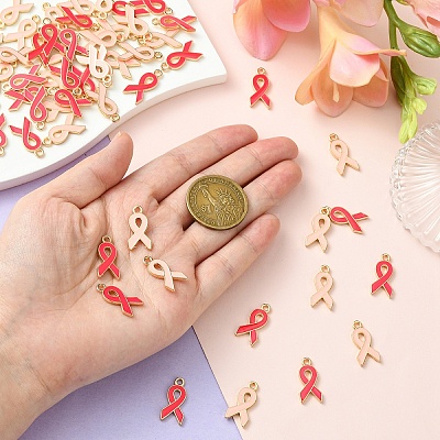 60Pcs 2 Colors Alloy Enamel Pendants ENAM-YW0004-37-1