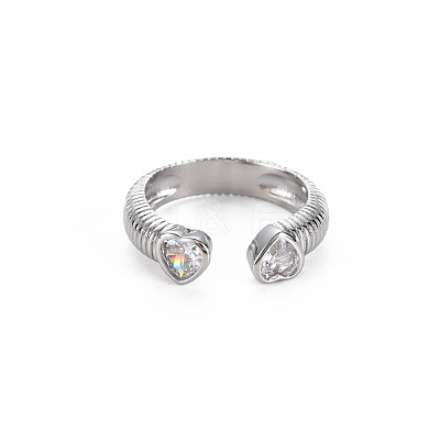 Brass Micro Pave Cubic Zirconia Cuff Rings RJEW-S045-155P-1