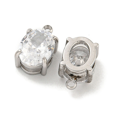 304 Stainless Steel Pendants Cubic Zirconia Pendants STAS-L278-009P-B01-1