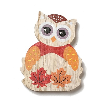 Autumn Single Face Printed Wood Cabochons WOOD-I010-03B-1