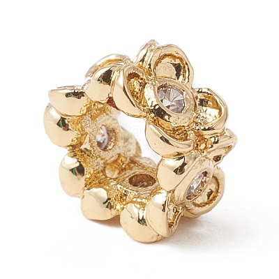 Eco-Friendly Rack Plating Brass Micro Pave Cubic Zirconia European Beads KK-F835-19B-G-1