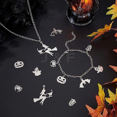 24Pcs 6 Style 201 and 304 Stainless Steel Pendants STAS-UN0034-07-1