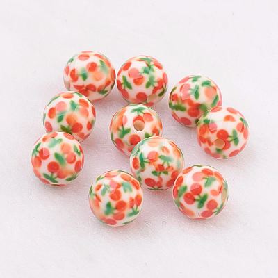 Spray Painted Resin Beads GLAA-F049-A14-1