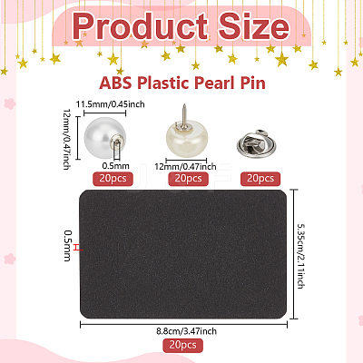 20Pcs ABS Plastic Pearl Pin JEWB-BC0001-16A-1