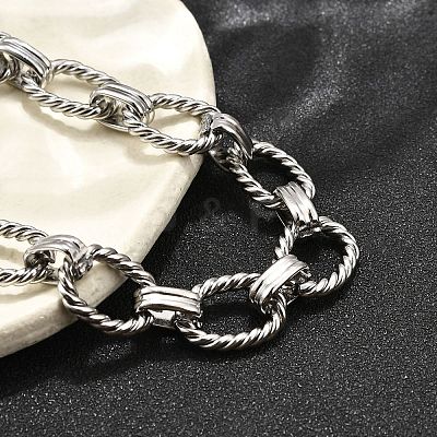 304 Stainless Steel Oval Link Chain Bracelets for Women BJEW-R021-09P-1