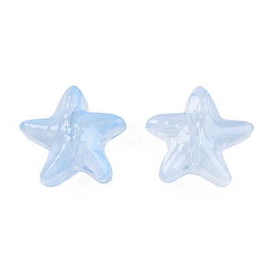 Transparent Spray Painted Glass Beads GLAA-N035-027-C02-1