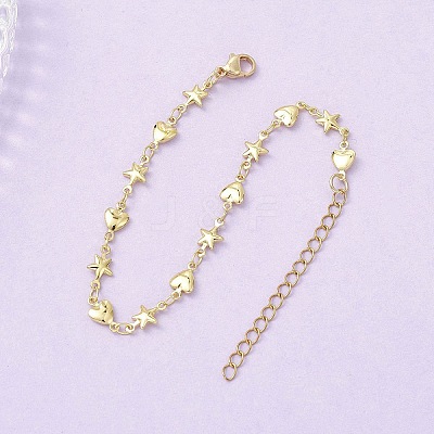 Brass Link Chain Bracelets for Women BJEW-JB12746-1