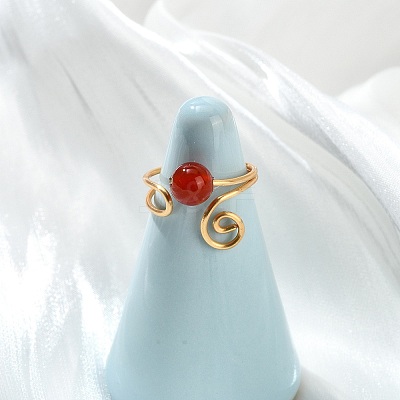 Natural Carnelian Cuff Open Rings RJEW-JR01071-01-1