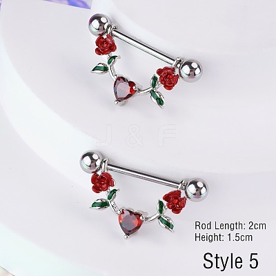316L Surgical Stainless Steel Pave Dark Red Cubic Zirconia Nipple Stirrup FS-WGDE58A-05-1