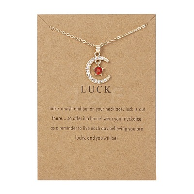 Moon & Star Alloy Rhinestone Birth Stone Pendant Necklaces WG0039E-01-1