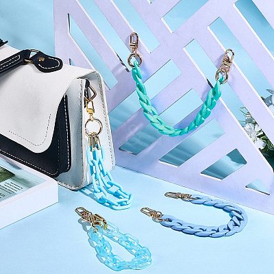 4Pcs 4 Colors Acrylic & Plastic Chain Bag Handles AJEW-BM0001-11A-1