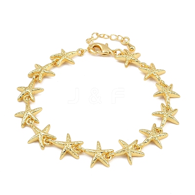 Brass Link Chain Bracelets for Women BJEW-L707-04G-03-1