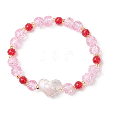 Spray Painted Crackle Glass Beads Stretch Bracelets for Women BJEW-MZ00201-03-1