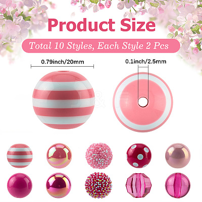 20Pcs 10 Styles Acrylic & Resin Beads Sets DIY-PA0001-02E-1
