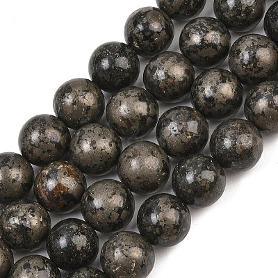 Natural Pyrite Beads Strands G-P303-01-10mm-16-1
