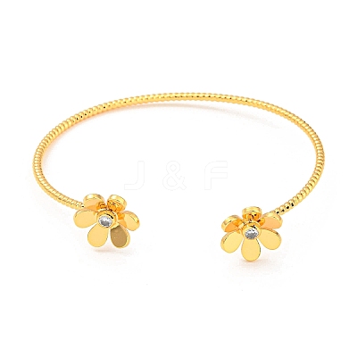 Clear Cubic Zirconia Cuff Bangles BJEW-P305-05G-1
