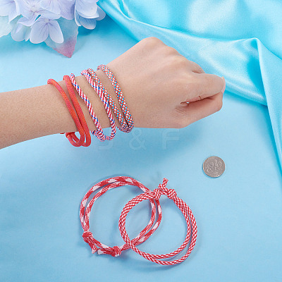 32Pcs 8 Styles Polyester & Spandex Cord Braided Bead Bracelets BJEW-TAC0065-1
