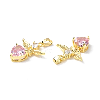 Brass Rhinestone Pendants KK-P223-21G-01-1
