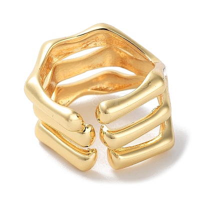 Brass Open Cuff Rings for Women RJEW-E292-25G-1