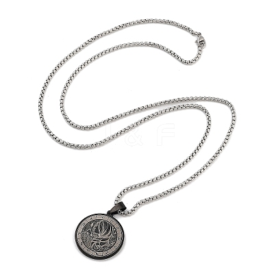 Retro Mandala 201 Stainless Steel Box Chain Constellation Pendant Necklaces for Women Men NJEW-M223-01L-1