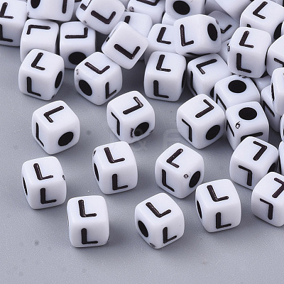 White Opaque Acrylic Beads MACR-R869-02L-1