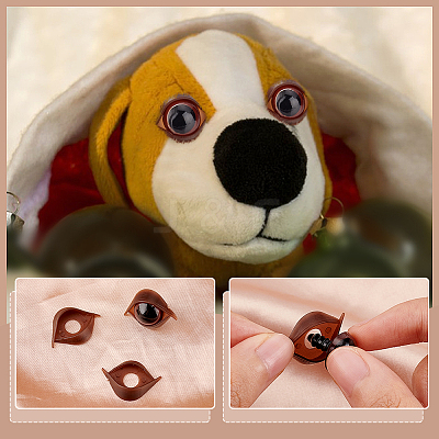 Half Round Plastic Craft Safety Eyes & Eyelid Sets DOLL-WH0002-12B-1