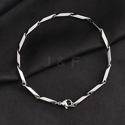 Tarnish Resistant Unisex 201 Stainless Steel Bar Link Chain Bracelets BJEW-L637-35B-P-1
