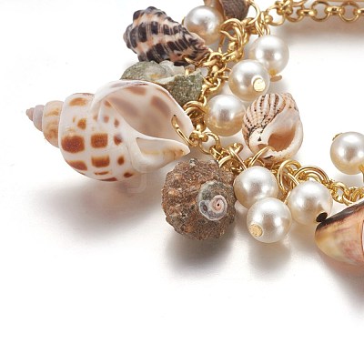 Natural Conch Shell Charm Bracelets BJEW-WH0005-01P-1