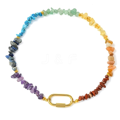 7 Chakra Natural with Synthetic Gemstone Necklaces NJEW-JN06640-1
