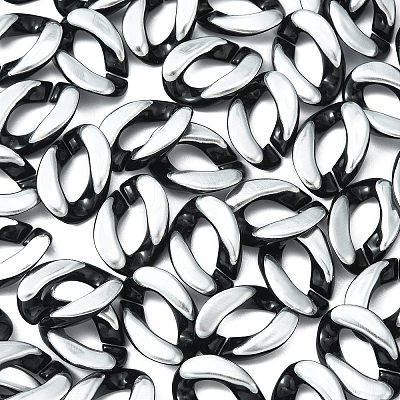 100Pcs Silver Color Plated Acrylic Linking Rings SACR-CJ0001-31-1
