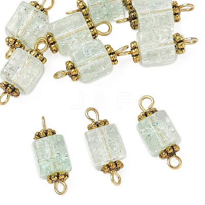 10Pcs Transparent Crackled Glass Cube Connector Charms PALLOY-JF03945-1