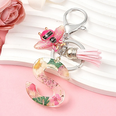 Resin & Acrylic & Faux Suede Tassel Keychain KEYC-YW00125-19-1