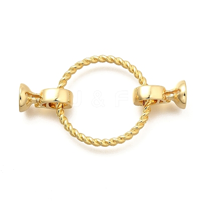 Flat Round Rack Plating Brass Fold Over Clasps KK-S508-20G-1