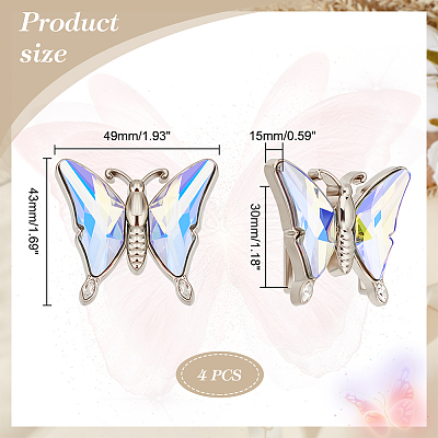 4Pcs Alloy & Glass Buckle BUTT-GA0001-05-1
