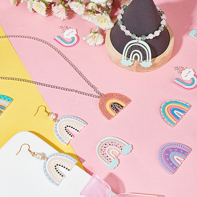 28Pcs 7 Styles Printed Transparent & Opaque Resin Pendants RESI-OC0001-64-1