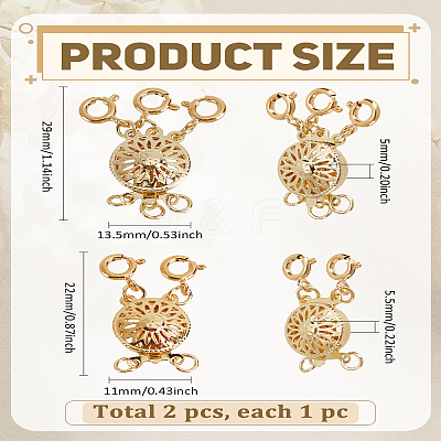 2Pcs 2 Styles Brass Box Clasps KK-LP0001-92G-1