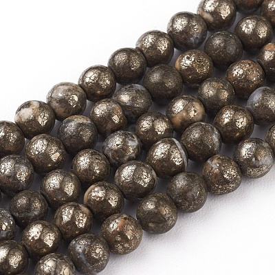 Natural Pyrite Beads Strands G-G839-01-4mm-1