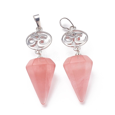 Cherry Quartz Glass Pendants G-O194-08-1