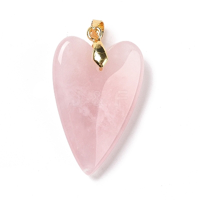 Natural Rose Quartz Pendants X-G-E570-01G-06-1