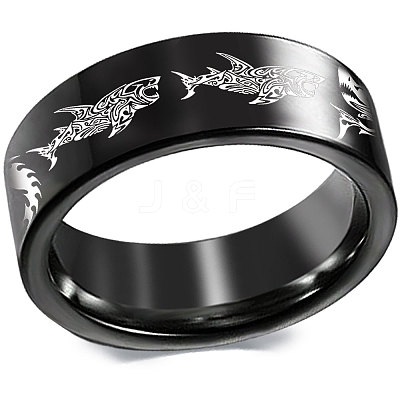 Shark Pattern 201 Stainless Steel Finger Rings FS-WG835B4-02-1