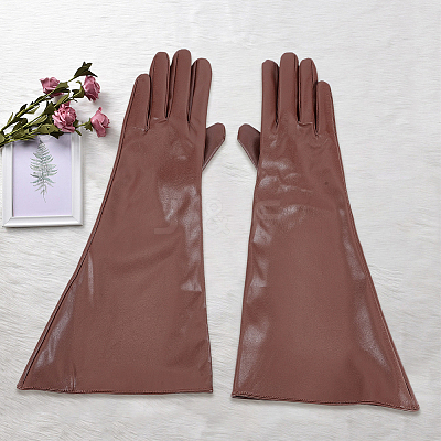 1 Pair PU Leather Long Whole Finger Gloves AJEW-CL0005-12A-1